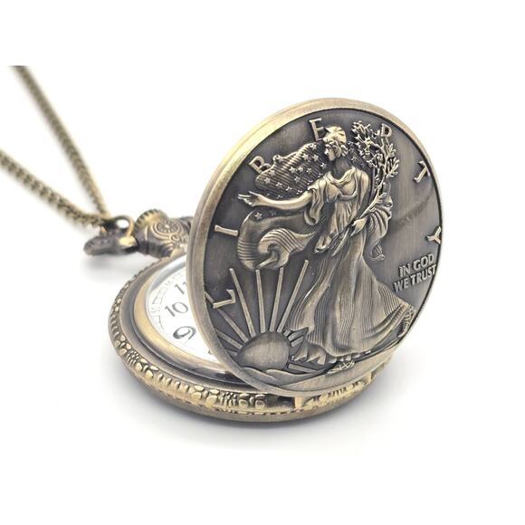 Walking Liberty Pocket Watch - Vintage Coin, Silver Dollar. Rare Collectible - Picture 2 of 11
